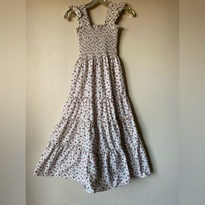 White floral dress with roses 100% cotton Kourt calypso Xs (shrunk small - read)
